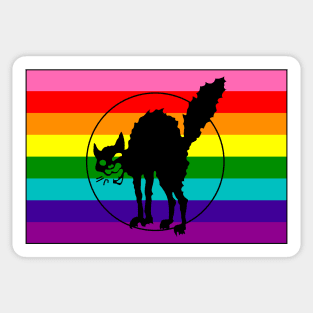 Black Cat LGBTQ Pride Flag (Retro 8) Sticker